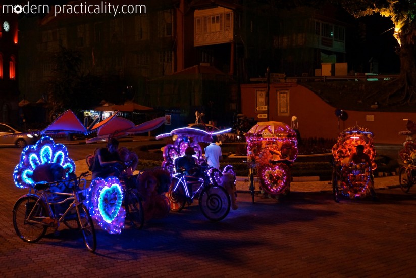 Glow-in-the-dark trishaws.