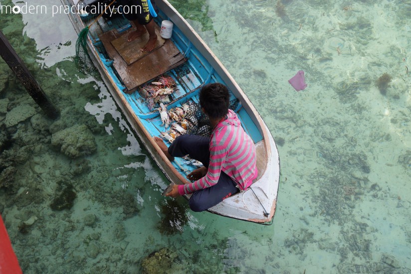 Local fisherman selling fresh seafood