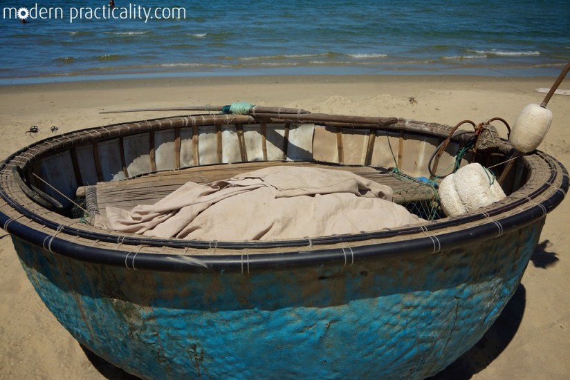 A Vietnamese round fishing boat.